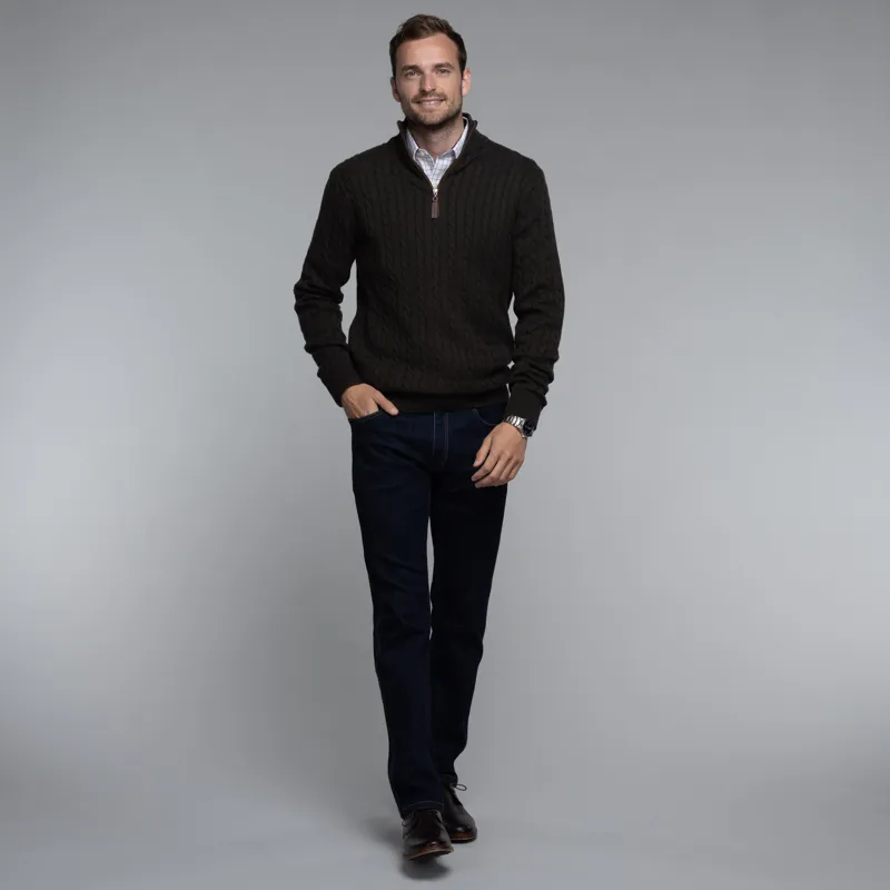 Schoffel Cotton Cashmere Cable 1/4 Zip Jumper Charcoal-4